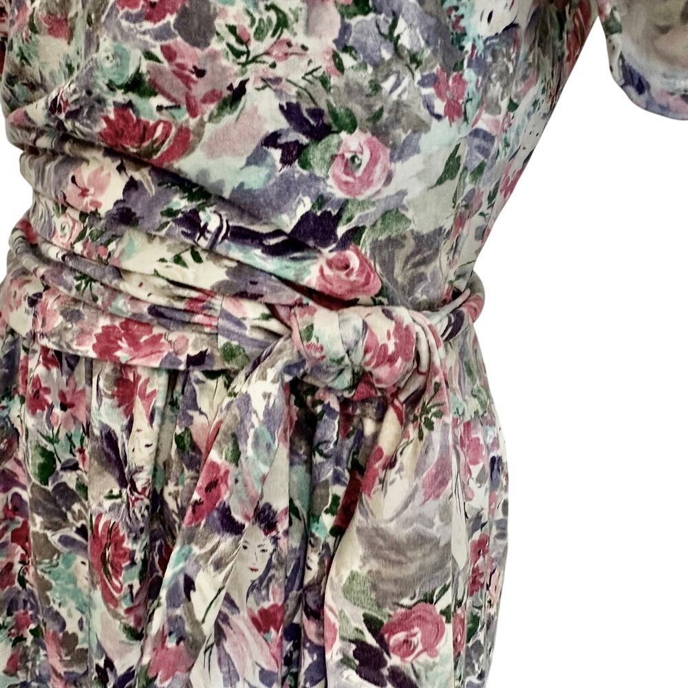 Vintage 60's LANZ Salzburg Original Cottage Floral Faux Wrap Dress Cotton Knit - Picture 9 of 11